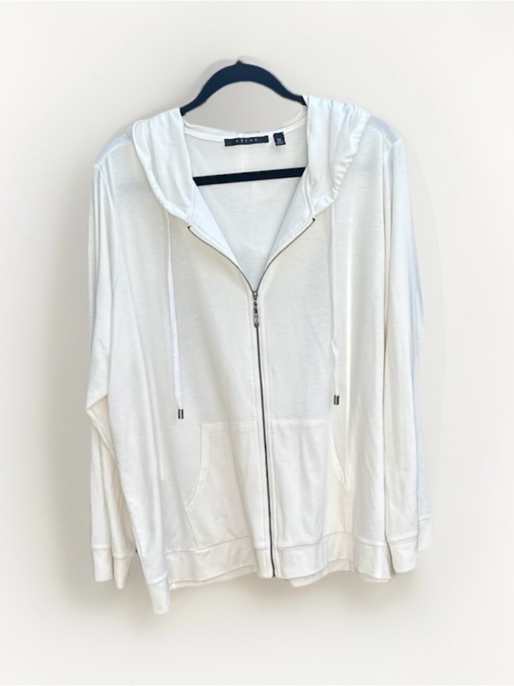 Cyrus White Zip-Up Hoodie Sweater